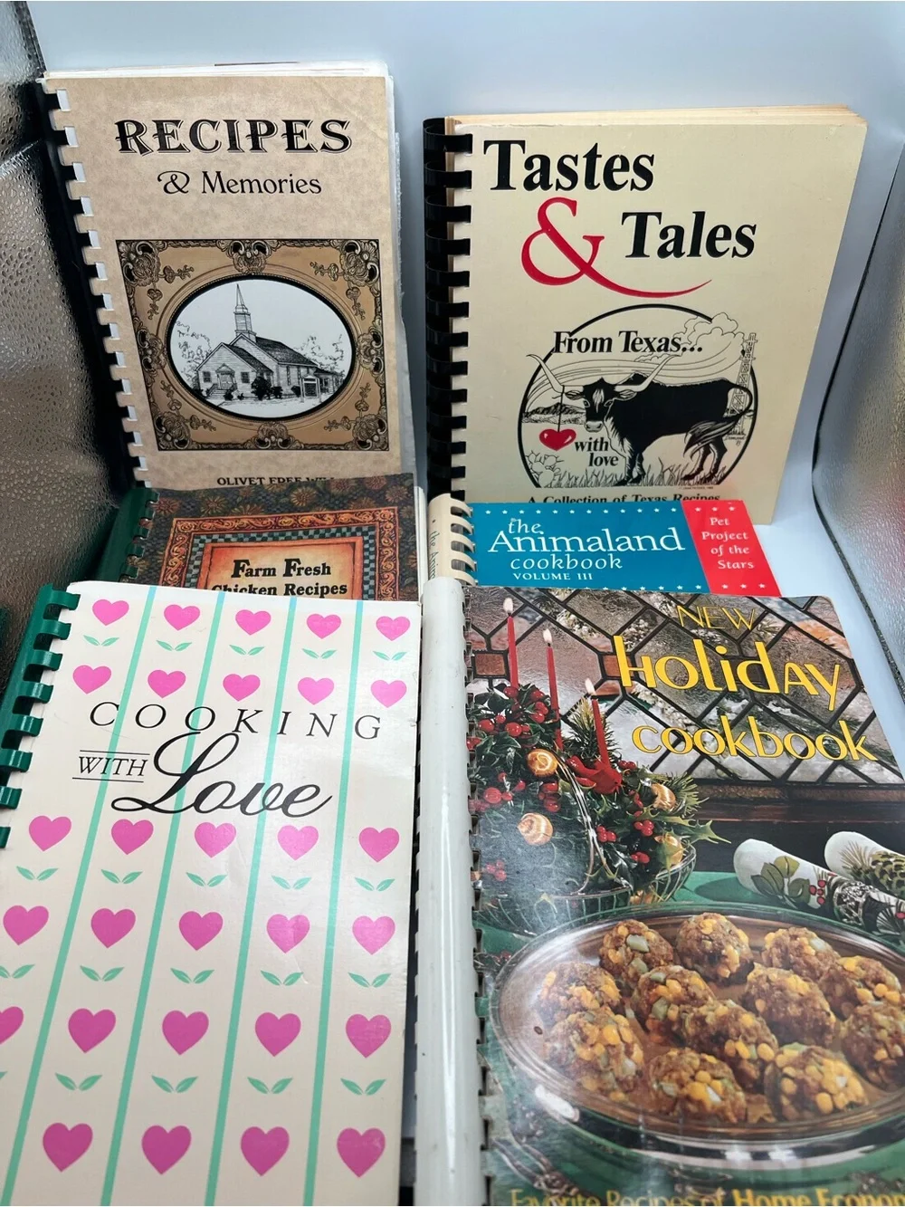 Eclectic Lot Of 6 Vintage Cookbooks Tennessee Texas Church Farm Holiday